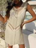 Elegant Crochet Beach Cover Up Dress - EBYNN