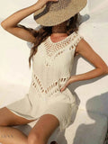 Elegant Crochet Beach Cover Up Dress - EBYNN