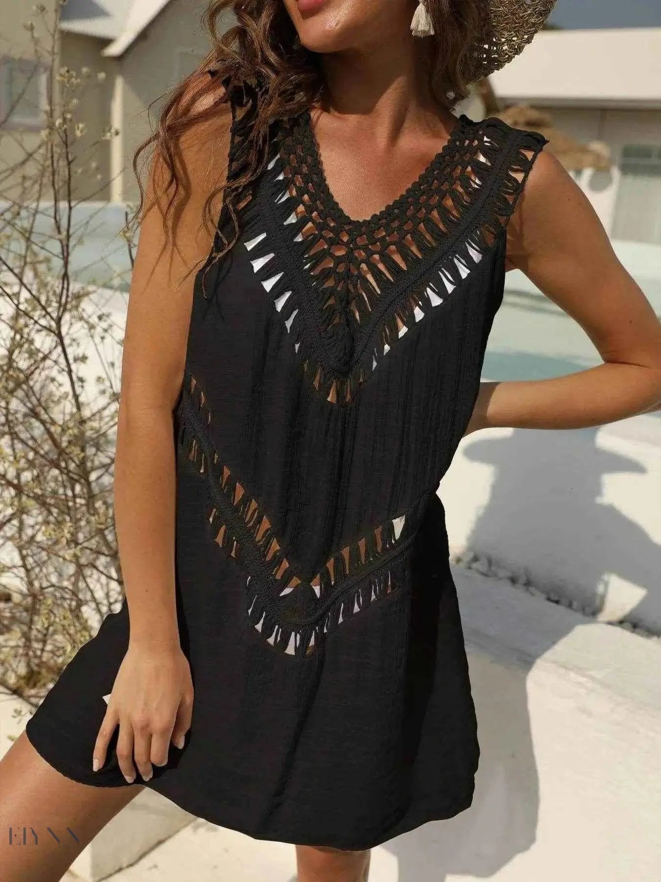 Elegant Crochet Beach Cover Up Dress - EBYNN