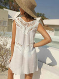 Elegant Crochet Beach Cover Up Dress - EBYNN