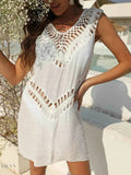 Elegant Crochet Beach Cover Up Dress - EBYNN