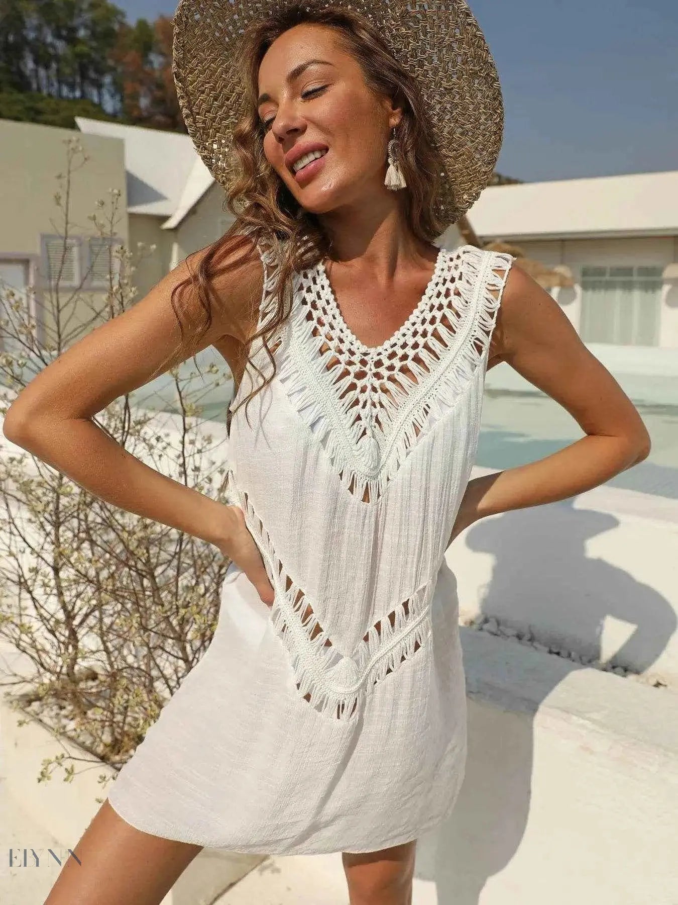Elegant Crochet Beach Cover Up Dress - EBYNN
