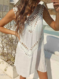 Elegant Crochet Beach Cover Up Dress - EBYNN