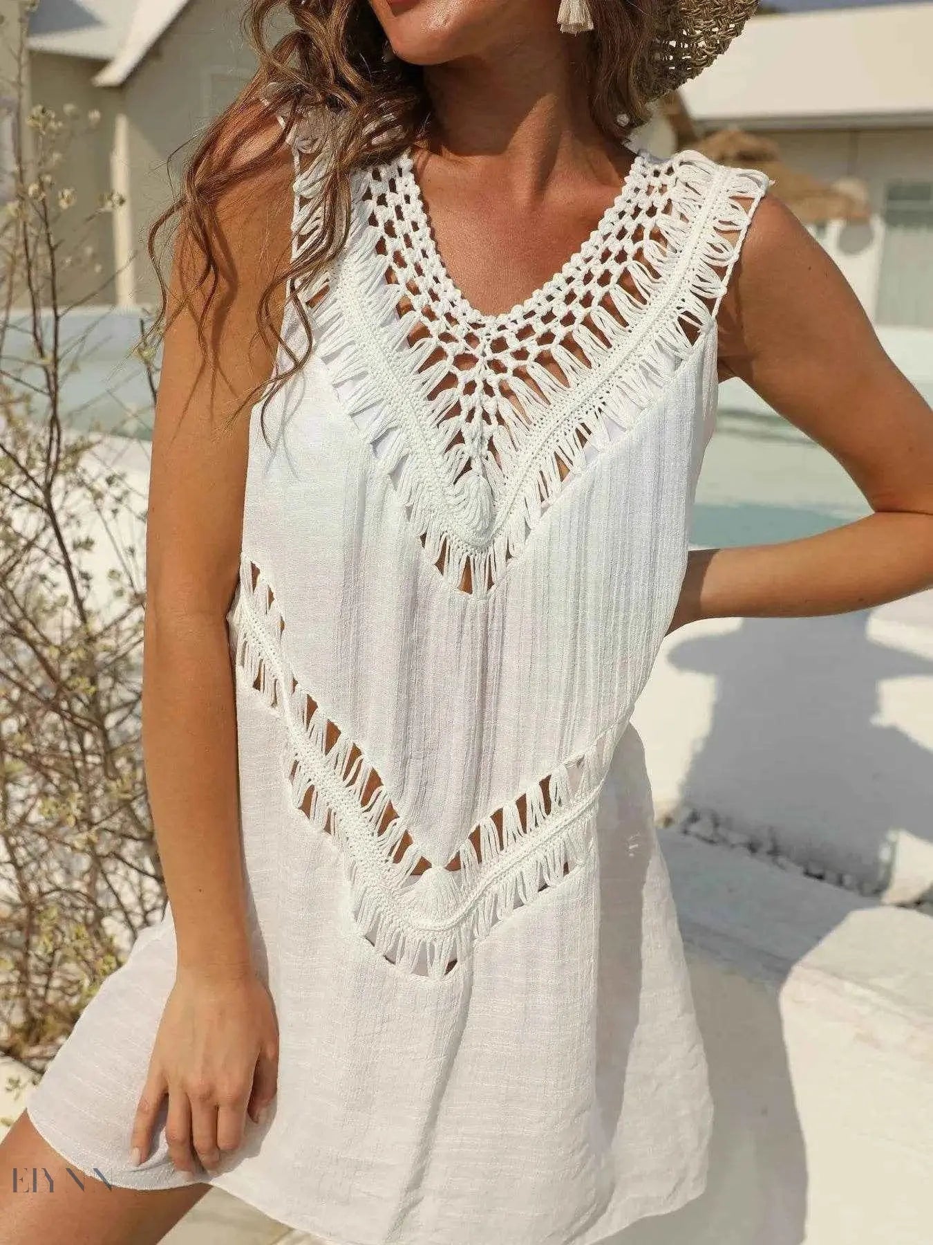 Elegant Crochet Beach Cover Up Dress - EBYNN
