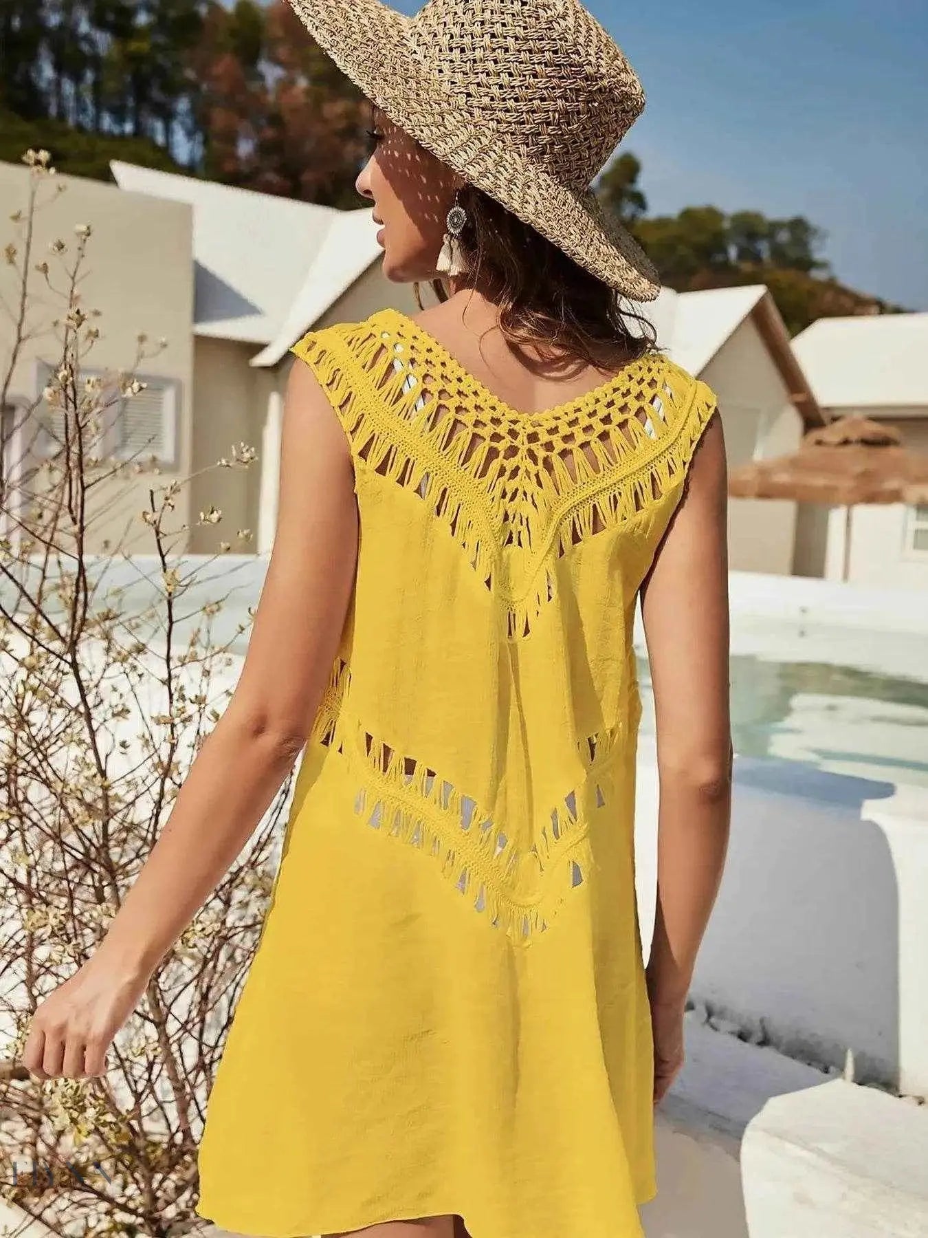 Elegant Crochet Beach Cover Up Dress - EBYNN