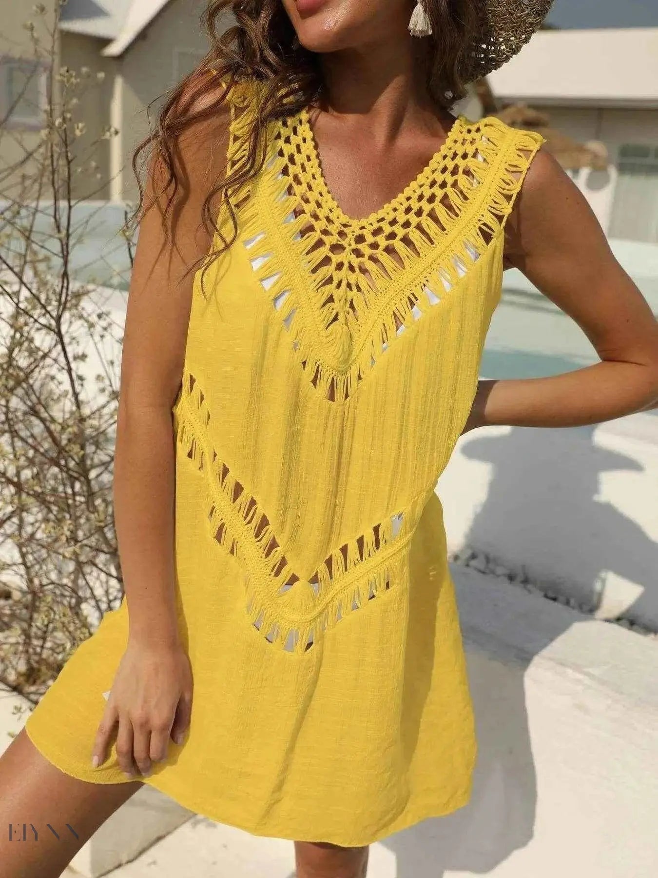 Elegant Crochet Beach Cover Up Dress - EBYNN