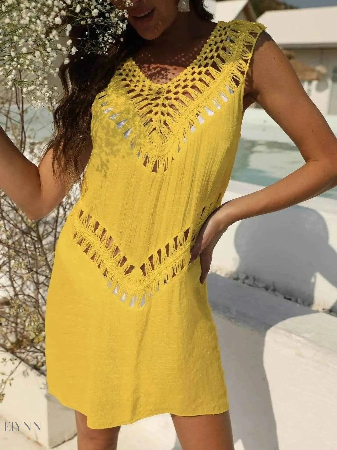 Elegant Crochet Beach Cover Up Dress - EBYNN