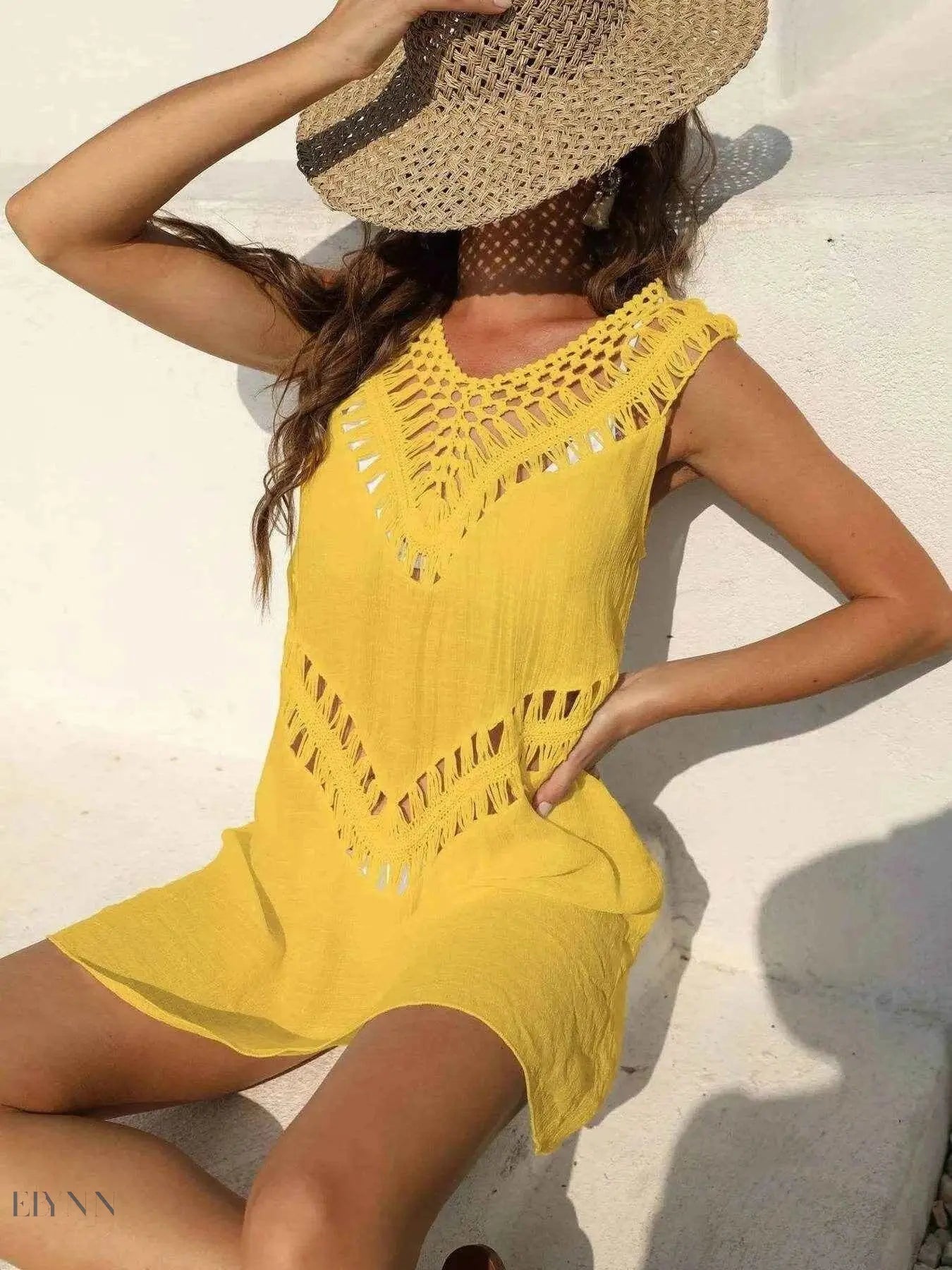 Elegant Crochet Beach Cover Up Dress - EBYNN