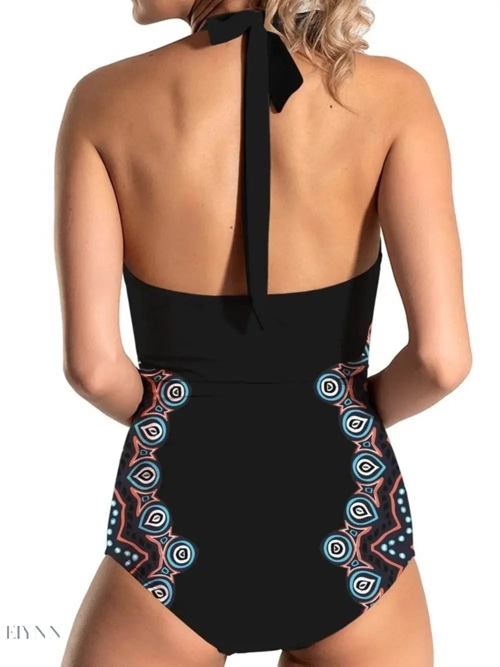 Cutout Halter Neck One-Piece Swimsuit - Black - EBYNN