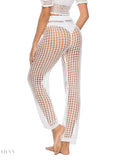 Stylish cutout high waist swim pants in white for a trendy beach look