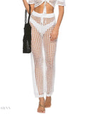 Trendsi cutout high waist swim pants in white, perfect for beach outings and stylish summer looks.