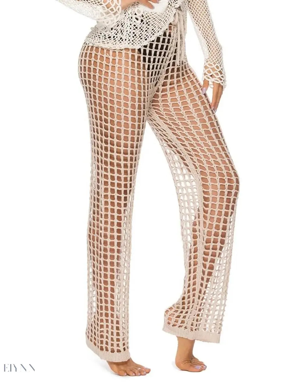 Trendsi cutout high waist swim pants in beige, ideal for beach outings and stylish swimwear layering