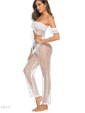 Trendsi cutout high waist swim pants in white mesh design for stylish beachwear
