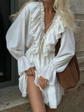 Ruffle Flounce Sleeve Mini Dress.