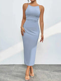 Sleek Spaghetti Straps Midi Bodycon Dress.