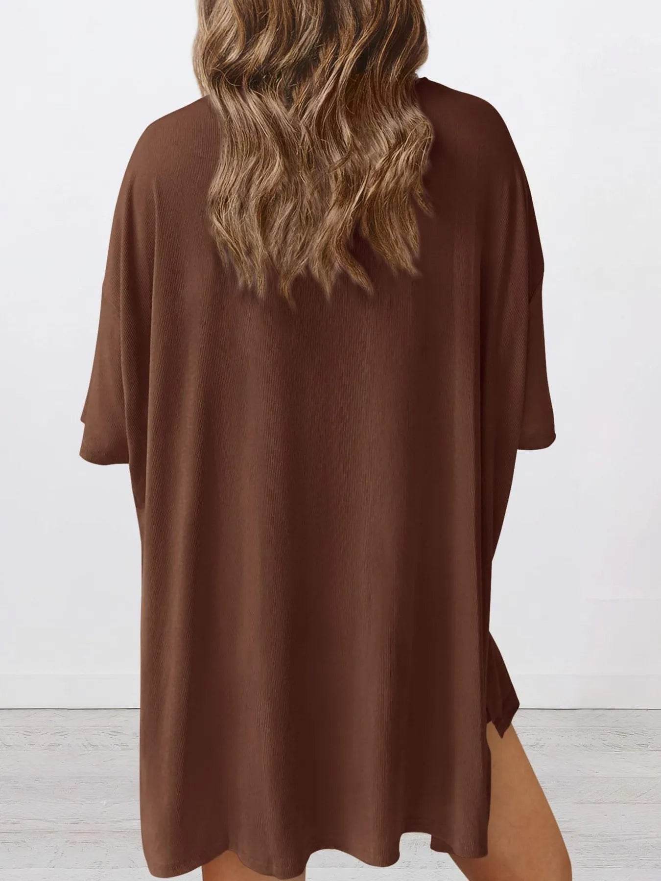 Plus Size Round Neck Set: Oversized Top and Shorts Set for Ultimate Comfort - EBYNN