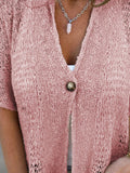 Plus Size One Button Openwork Cardigan.