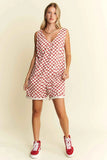 Jade By Jane Plus Size Back Tie Sleeveless Plaid Romper.