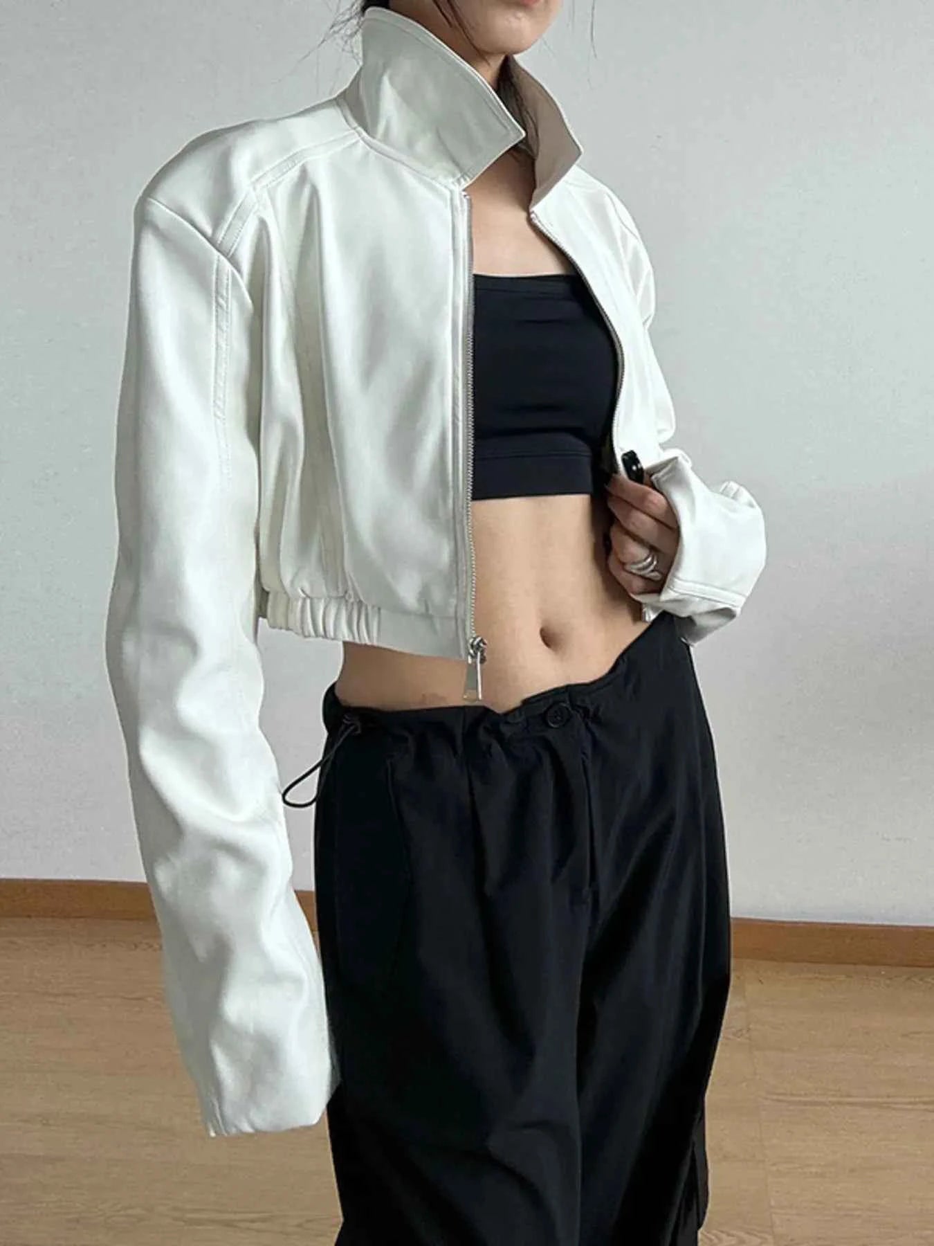 Zip Up Long Sleeve Crop Jacket.