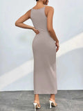 Sleek Spaghetti Straps Midi Bodycon Dress.