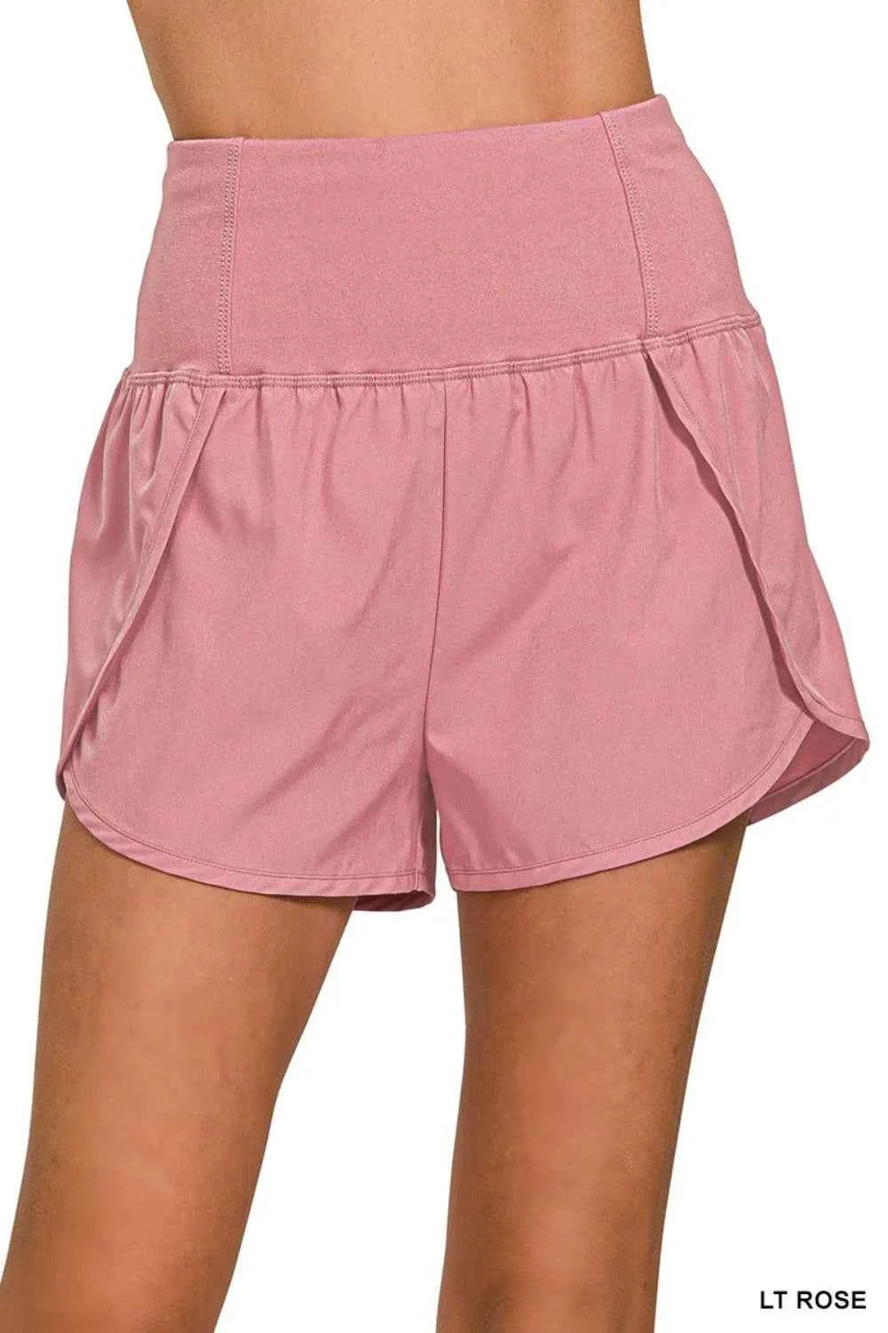 Zenana High Waisted Zippered Back Pocket Running Shorts.
