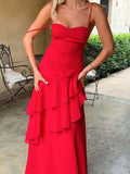 Sweetheart Neck Ruffled Maxi Cami Dress.