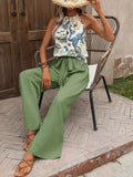 Printed Tank Top and Wide Leg Pants Set for Effortless Style - EBYNN