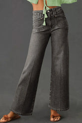 High-Waisted Wide-Leg Vintage Wash Jeans.
