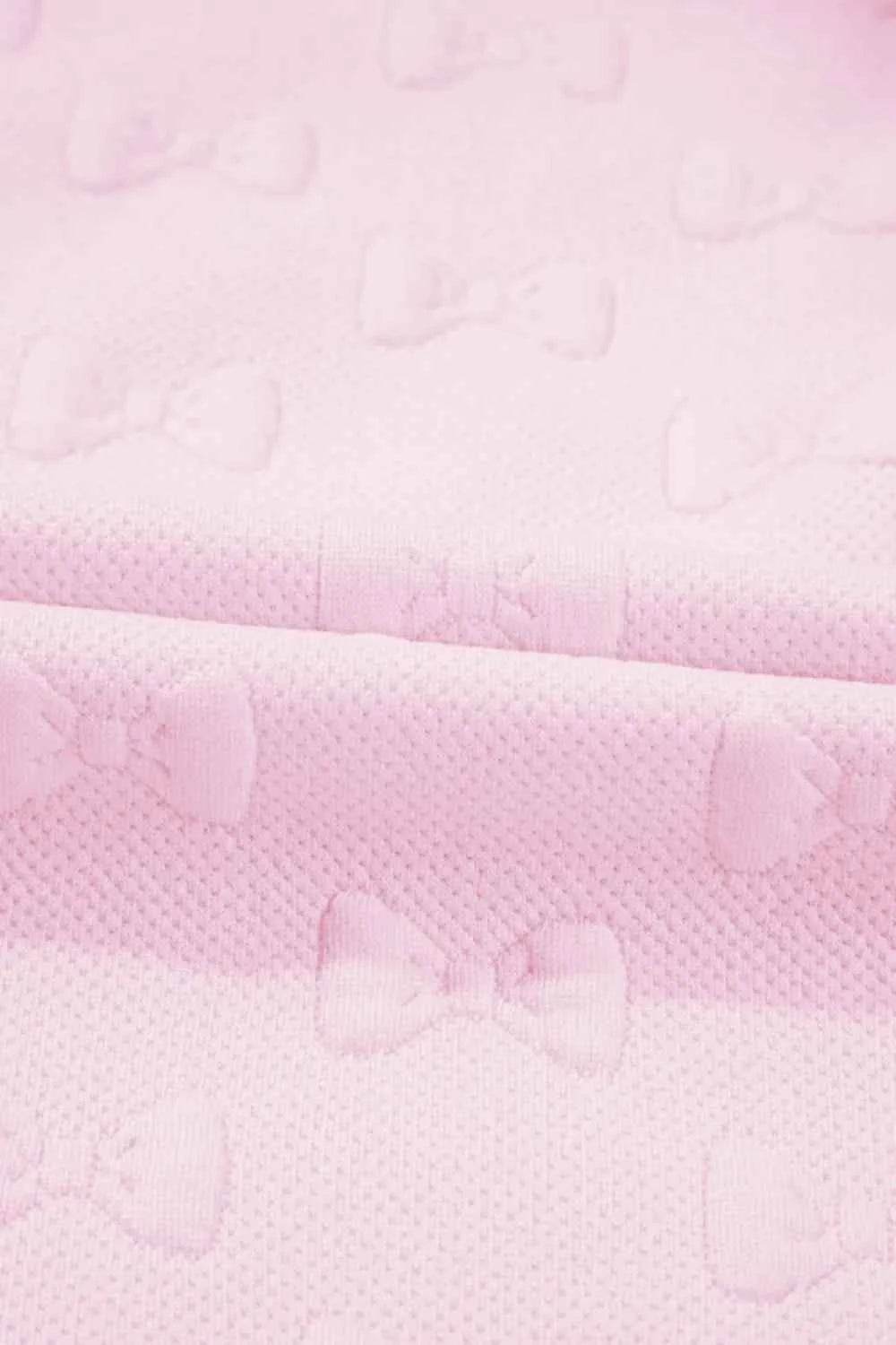 Bow Jacquard Ruffle Top Set with Cap Sleeve and Shorts - EBYNN