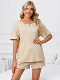 Notched Short Sleeve and Shorts Lounge Set.