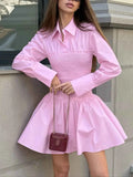 Smocked Long Sleeve Shirt Dress.