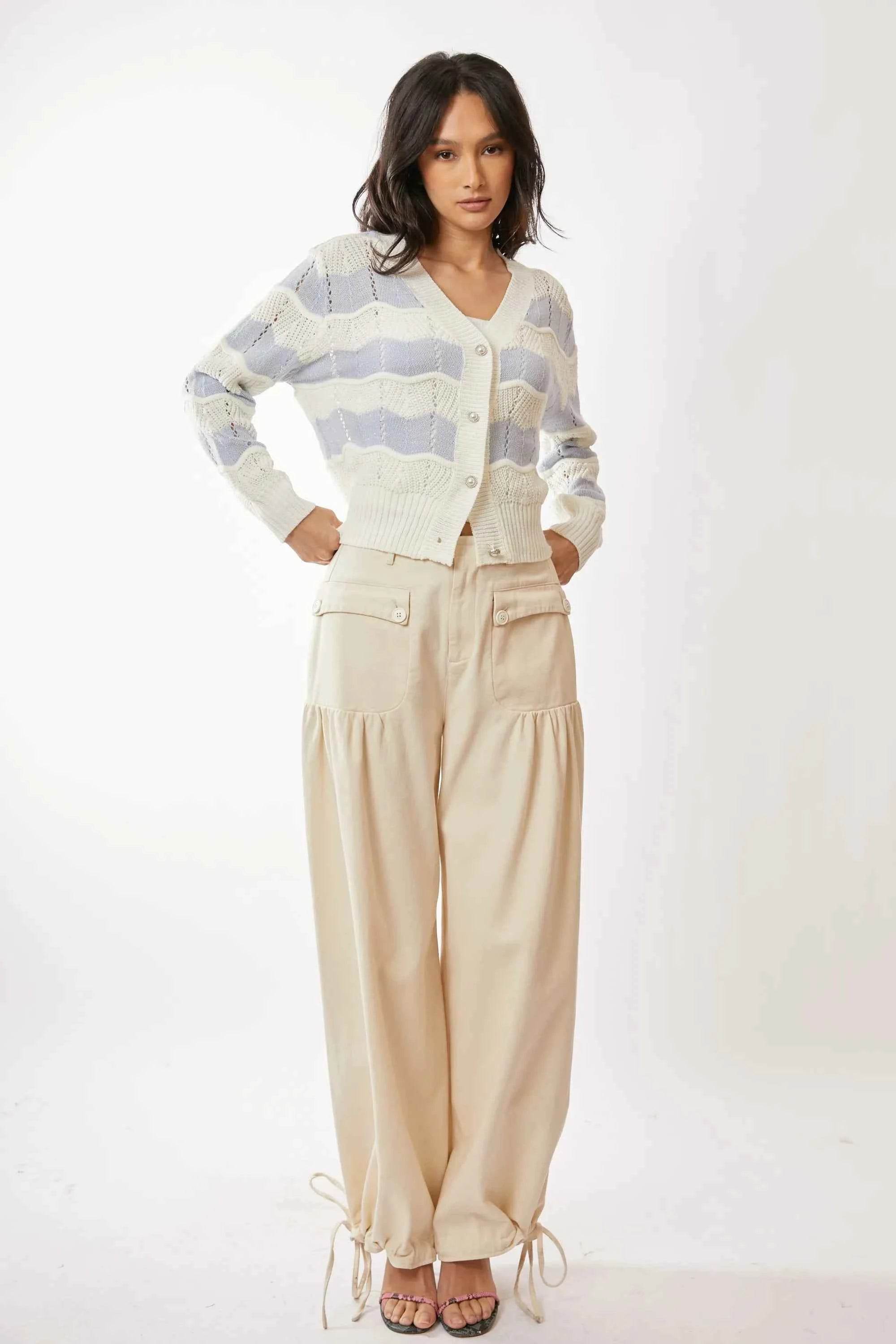 Davi & Dani Button-Up Front V Neckline Cardigan Sweater.