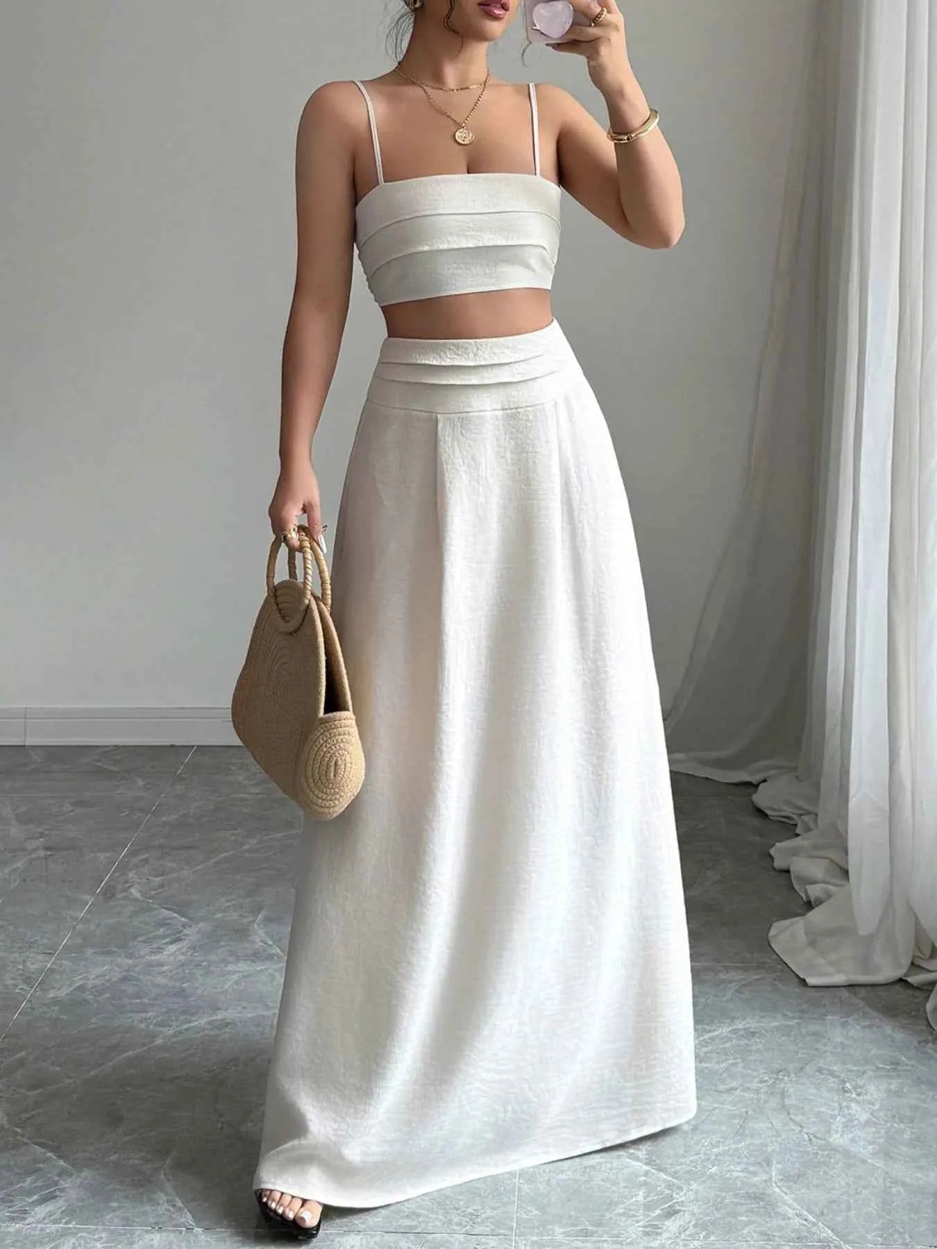 Square Neck Cami and Maxi Skirt Set.