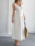 Cutout V-Neck Sleeveless Midi Dress.