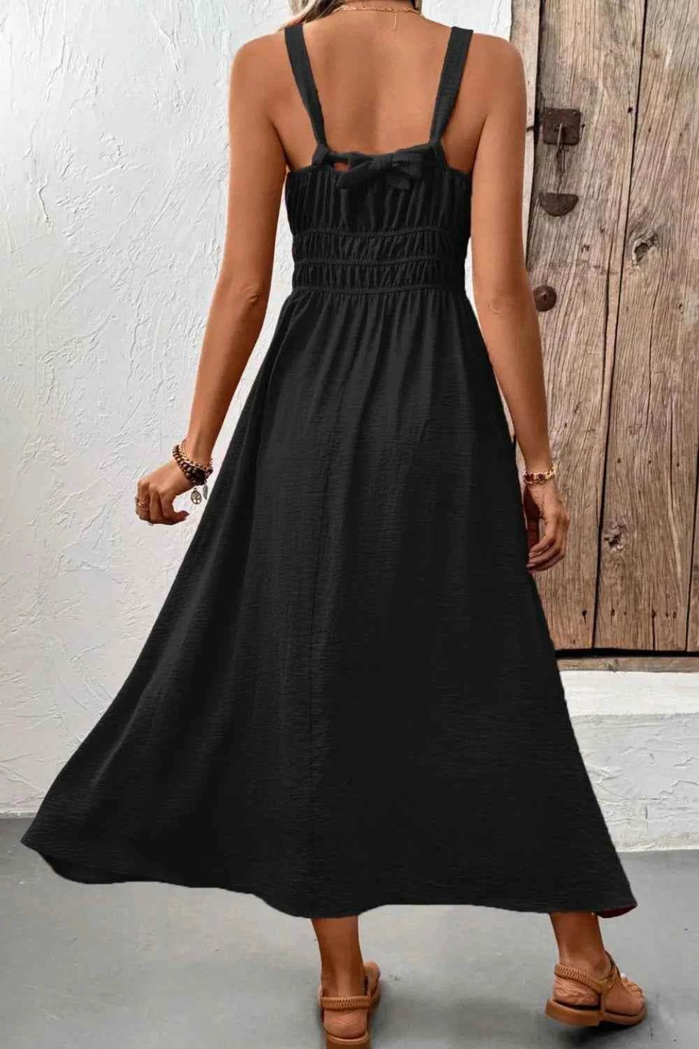 Ruched Wide Strap Cami Dress.