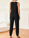 Ribbed Knit V-Neck Tank and Pants Lounge Set.
