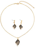 18K Gold-Plated Rhinestone Jewelry Set - Necklace & Earrings.