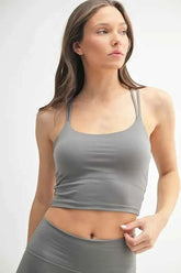 MONO B Venice Cloud Light Crisscross Sports Bra.