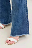 Judy Blue Plus Size Vintage Wash Flare Jeans with Destroy Hem.