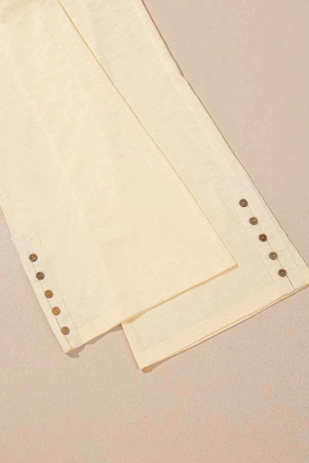 Solid Color Tank Top & Smocked Waist Pants Set - EBYNN