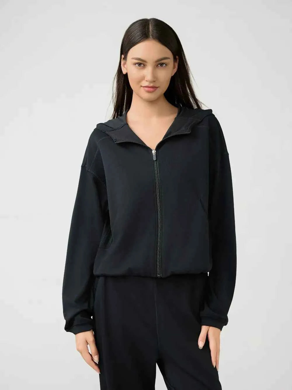 Millennia Zip Up Dropped Shoulder Active Hoodie.