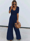 Scoop Neck Short Sleeve Jumpsuit.