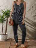 Tie Waist Sleeveless Jogger Jumpsuit.