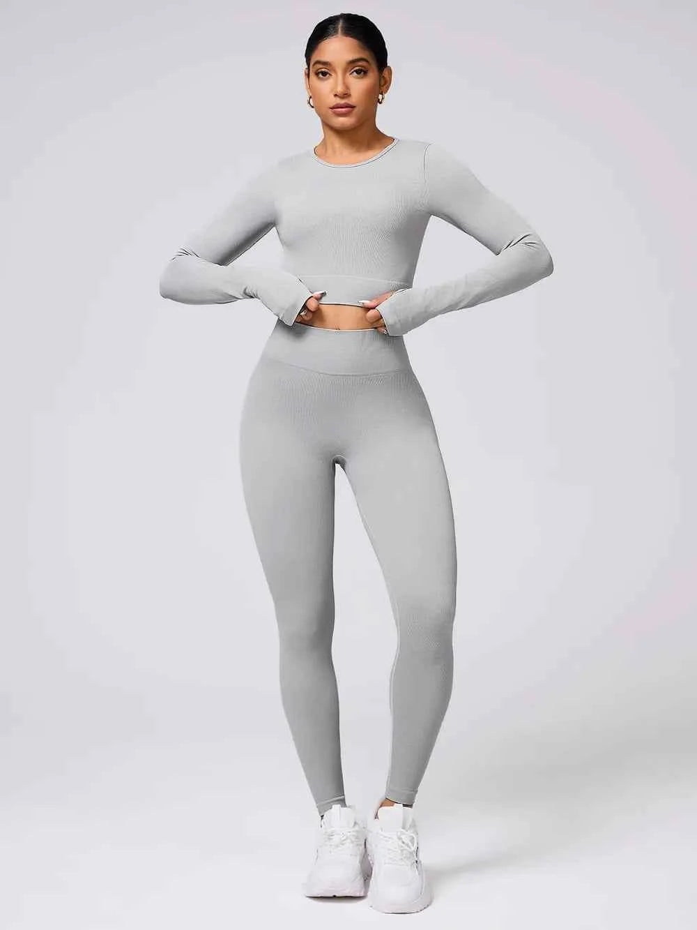 Back Crisscross Long Sleeve Top and Leggings Active Set.