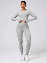 Back Crisscross Long Sleeve Top and Leggings Active Set.