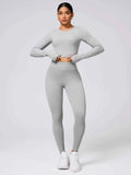 Back Crisscross Long Sleeve Top and Leggings Active Set.