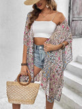 Floral Print Open Front Cover Up.
