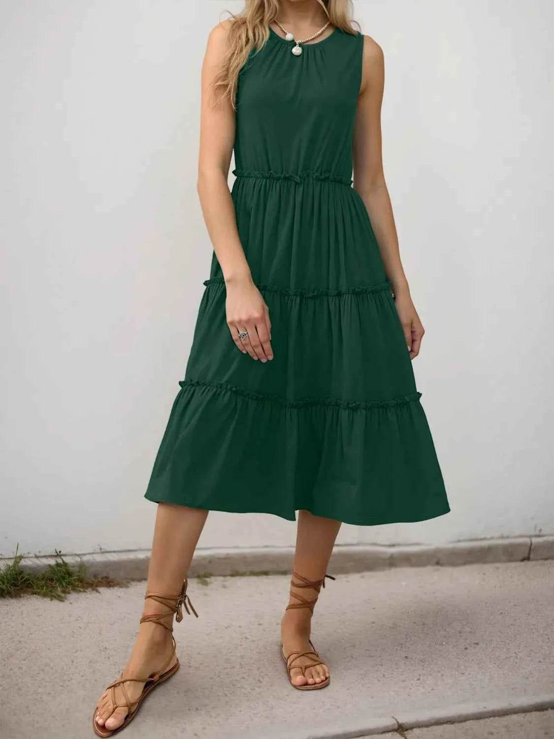 Frill Tiered Midi Dress.