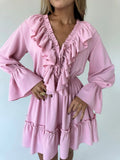 Ruffle Flounce Sleeve Mini Dress.