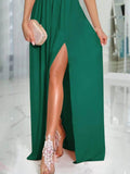 One-Shoulder High Slit Dress.